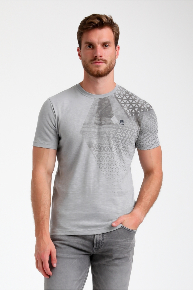 KATOENEN PRINT T SHIRT 155517 605 grey melange